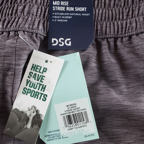 DSG Womens XL Mid Rise Stride Short Brief Lined Gray / Phantom Mist‎ Heather New - Picture 6 of 7